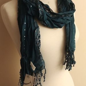 Teal/Jade metallic scarf